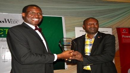 (L-r): Engineer Gbenga Adebayo, president, Association of Licenced Telecom Operators of Nigeria (ALTON), presenting 'Aviation/Cargo Handling Company of the Year’ award to Skyway Aviation Handling Company Limited (SAHCOL), represented by Basil Agboarumi, general manager, Corporate Communications, during Beacon of ICT Lecture/Award held in Lagos, recently.